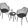 COSTWAY Gartenmöbel<3 tlg. Balkonmöbel Set in Schwarz