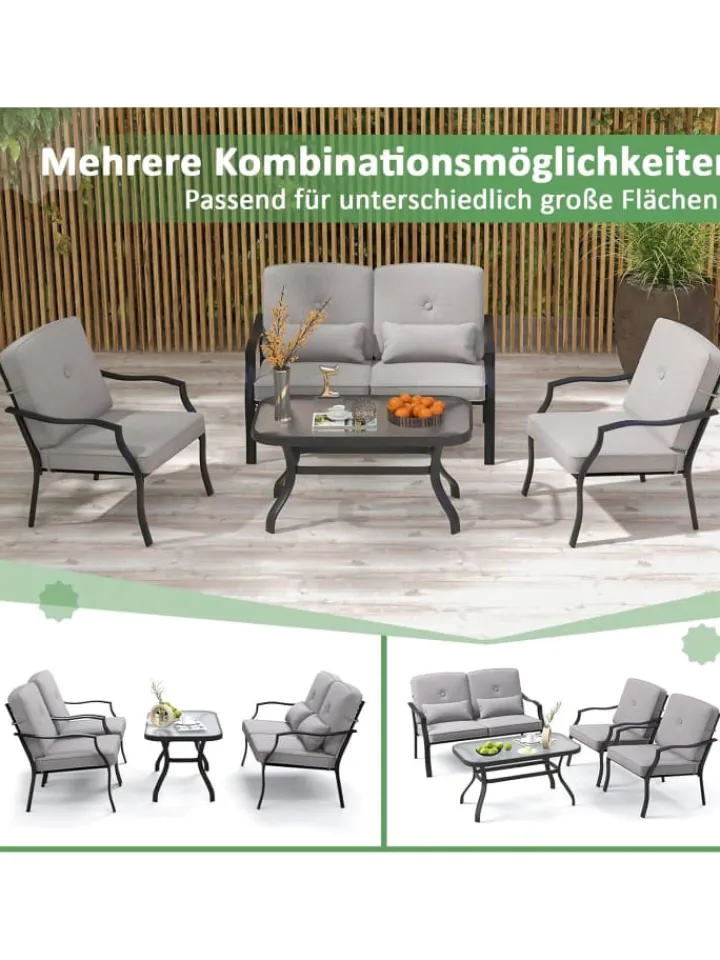 COSTWAY Gartenmöbel<4 tlg. Gartenmöbel Set in Grau