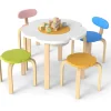 COSTWAY Möbel-Sets<5 tlg. Kindertisch-Set mit 4 Stühlen in Bunt