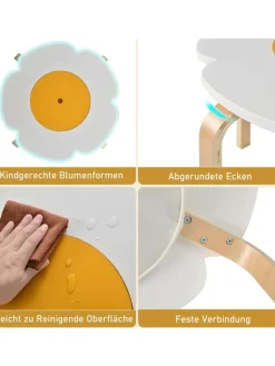 COSTWAY Möbel-Sets<5 tlg. Kindertisch-Set mit 4 Stühlen in Bunt