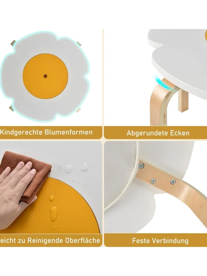COSTWAY Möbel-Sets<5 tlg. Kindertisch-Set mit 4 Stühlen in Bunt