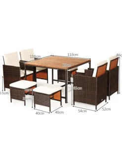 COSTWAY Gartenmöbel<9 tlg. Polyrattan Set Rattanmöbel in Beige