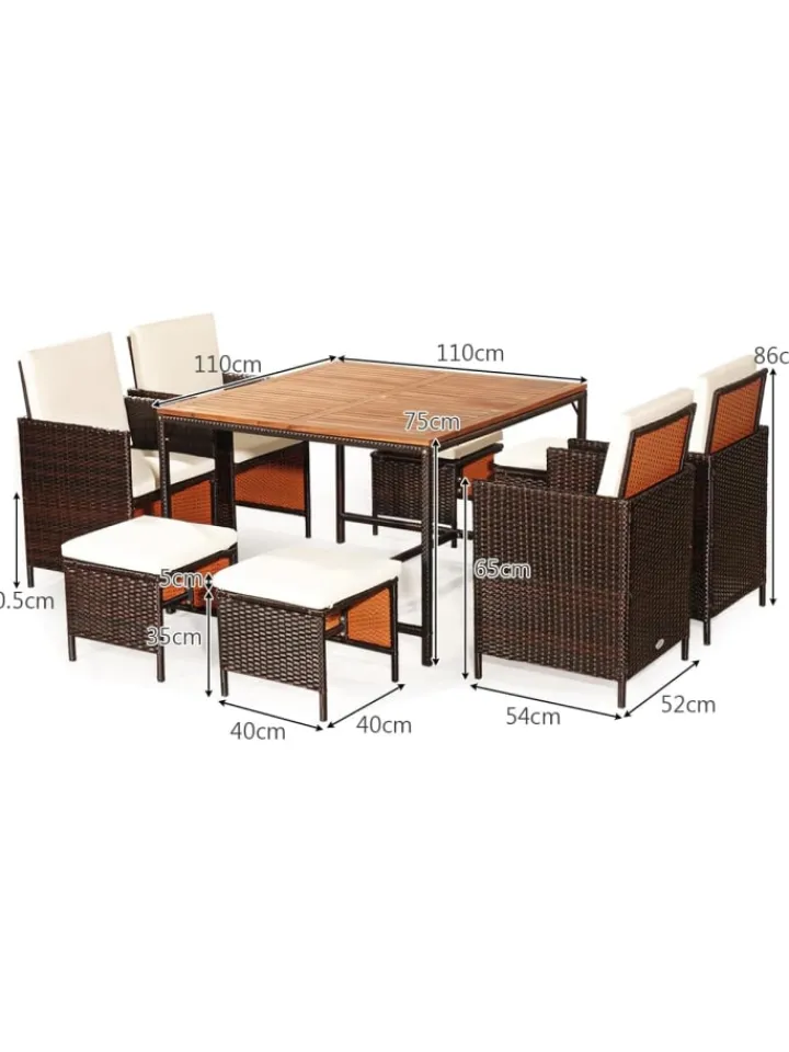 COSTWAY Gartenmöbel<9 tlg. Polyrattan Set Rattanmöbel in Beige