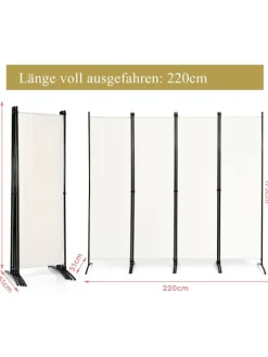COSTWAY Paravents<4 tlg. Raumteiler 173cm in Beige
