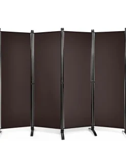 COSTWAY Paravents<4 tlg. Raumteiler 173cm in Braun