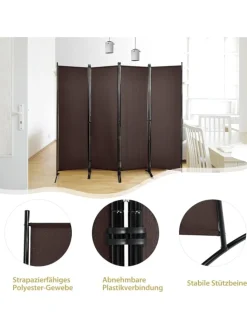 COSTWAY Paravents<4 tlg. Raumteiler 173cm in Braun