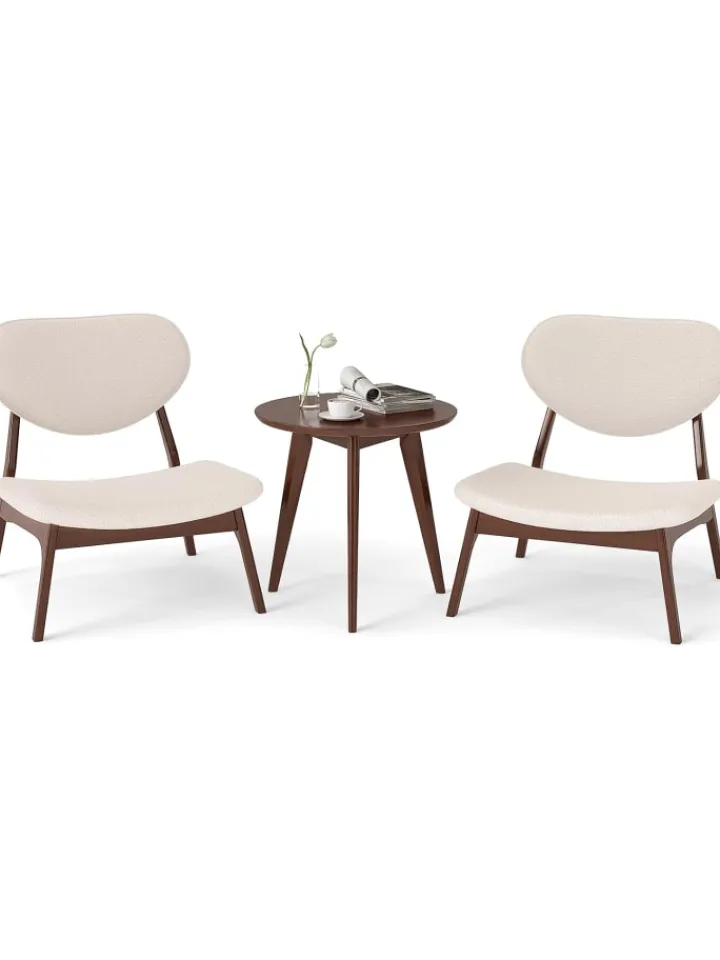 COSTWAY Möbel-Sets<3 tlg. Sessel mit Beistelltisch in Beige