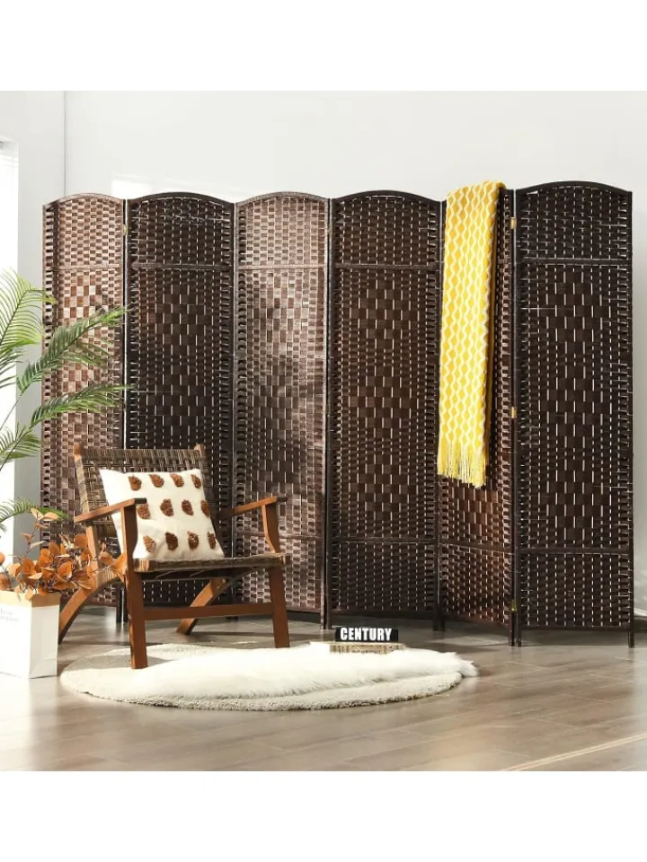 COSTWAY Paravents<6 tlg. Trennwand Raumteiler 273 x 180 cm in Braun