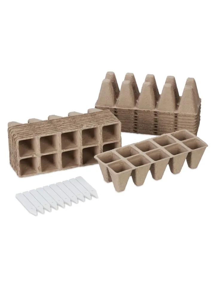relaxdays Pflanzen & Zubehör<200 x Anzuchttöpfe in Braun - (B)3,5 x (H)5,5 x (T)3,5 cm