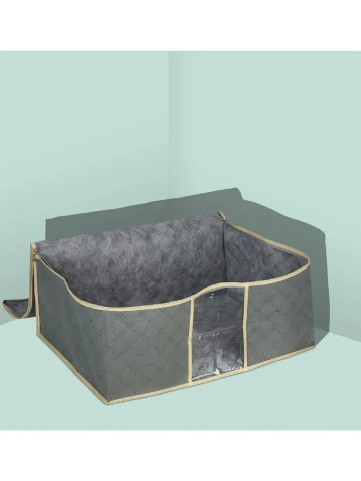 relaxdays Weitere Haushaltshelfer<2 x Aufbewahrungstasche für Bettdecken in Grau - (B)60 x (H)25 x (T)44 cm