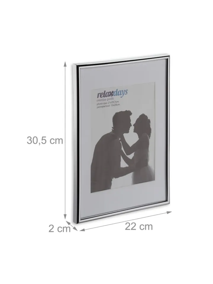 relaxdays Foto & Video<24 x Bilderrahmen "A4" in Silber
