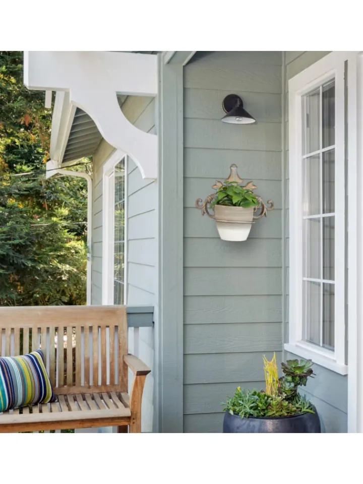 relaxdays Gartendekoration<3 x Blumenhalter in Gold-Grau - Ø 13,5 cm