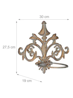 relaxdays Gartendekoration<3 x Blumenhalter in Gold-Grau - Ø 13,5 cm