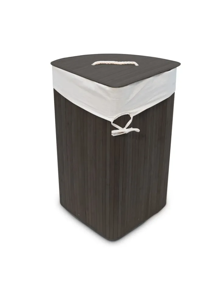 relaxdays Wäschekörbe & -Ständer<2 x Eckwäschekorb in Schwarz - (B)49,5 x (H)65 x (T)37 cm