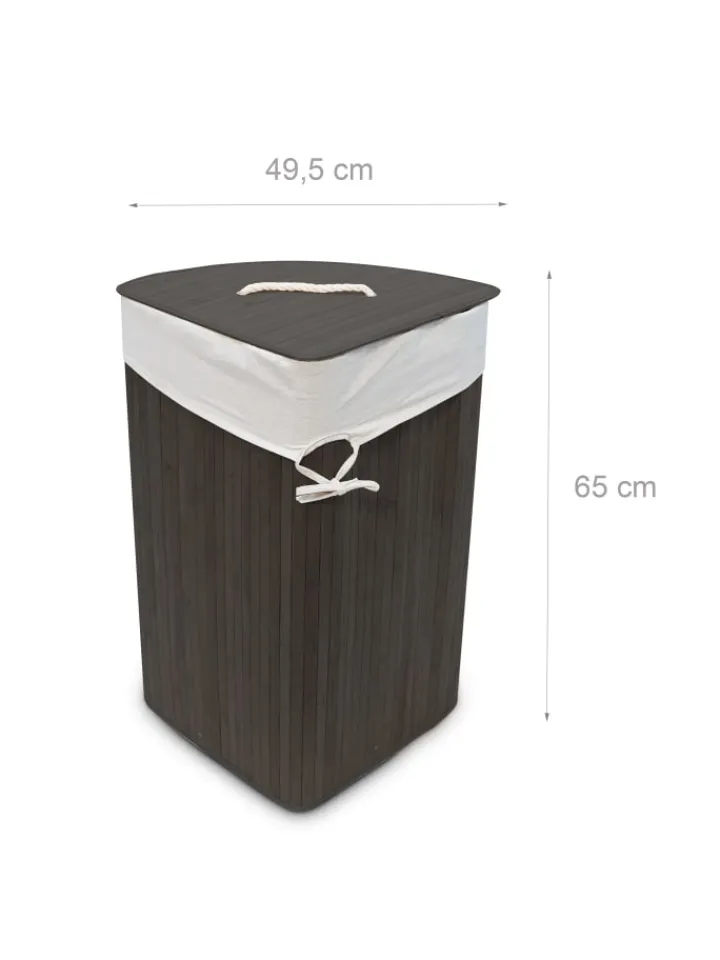 relaxdays Wäschekörbe & -Ständer<2 x Eckwäschekorb in Schwarz - (B)49,5 x (H)65 x (T)37 cm