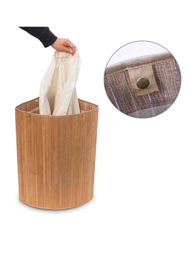 relaxdays Wäschekörbe & -Ständer<2 x Eckwäschekorb Natur - (B)49,5 x (H)65 x (T)37 cm