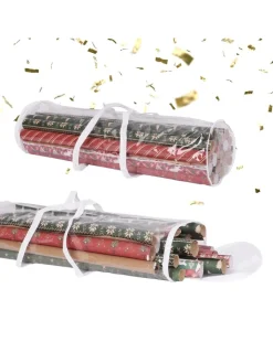 relaxdays Aufbewahren & Servieren<2 x Geschenkpapier Aufbewahrung in Transparent - (H)79 x Ø 22 cm