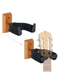 relaxdays Weitere Haushaltshelfer<2 x Gitarrenhalter in Schwarz/ Natur