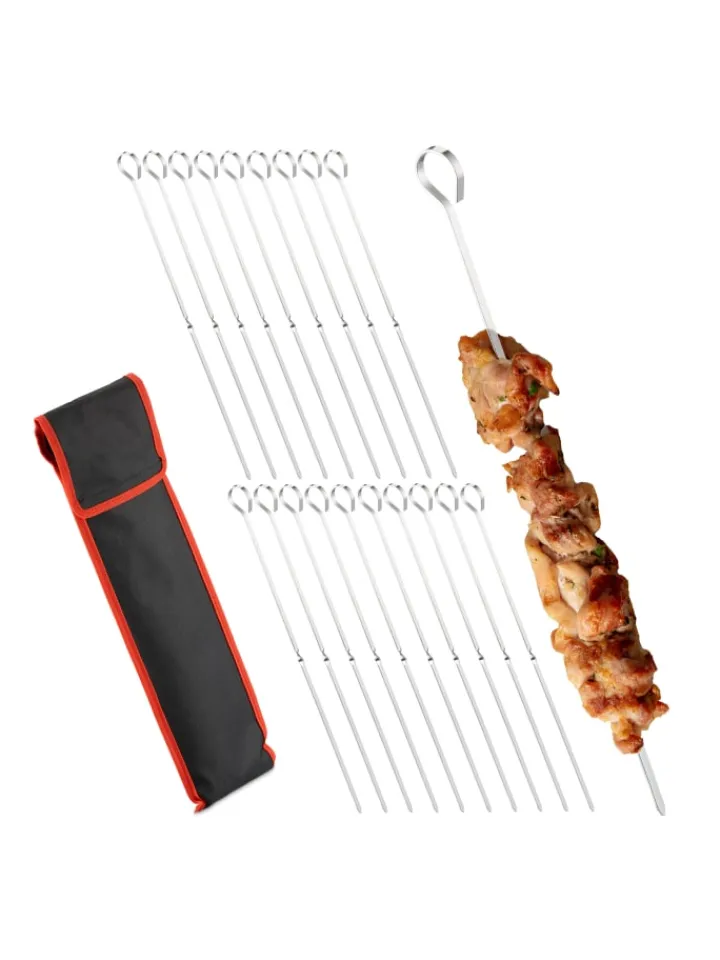 relaxdays Grillen<20 x Grillspieß in Silber - 31 cm