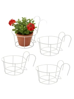 relaxdays Pflanzen & Zubehör<4 x Hängeblumentopf in Weiß - (B)20 x (H)21 x (T)26 cm
