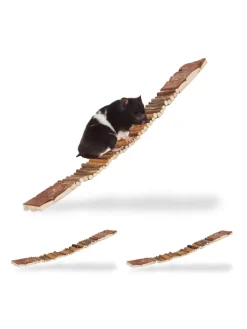 relaxdays Vögel<3 x Hängebrücke Nager in Natur - (B)55 x (H)1,5 x (T)10 cm