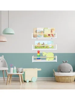 relaxdays Kindermöbel<3 x Kinderregal in Weiß/ Natur - (B)50 x (H)12 x (T)18 cm