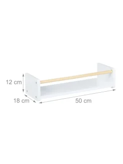 relaxdays Kindermöbel<3 x Kinderregal in Weiß/ Natur - (B)50 x (H)12 x (T)18 cm