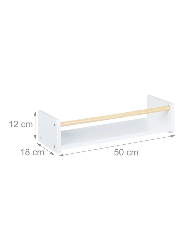 relaxdays Kindermöbel<3 x Kinderregal in Weiß/ Natur - (B)50 x (H)12 x (T)18 cm