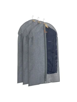 relaxdays Weitere Haushaltshelfer<3 x Kleidersack in Grau/ Transparent - (B)58 x (H)99 cm