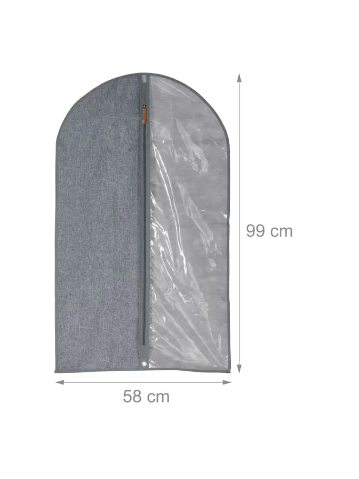 relaxdays Weitere Haushaltshelfer<3 x Kleidersack in Grau/ Transparent - (B)58 x (H)99 cm