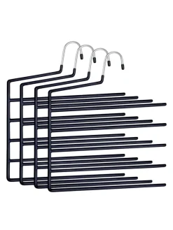 relaxdays Weitere Haushaltshelfer<4 x Mehrfachbügel in Schwarz - (B)32 x (H)35 cm