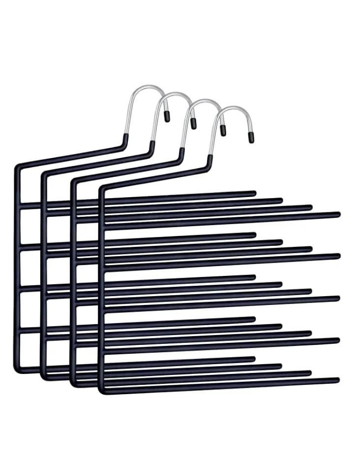relaxdays Weitere Haushaltshelfer<4 x Mehrfachbügel in Schwarz - (B)32 x (H)35 cm
