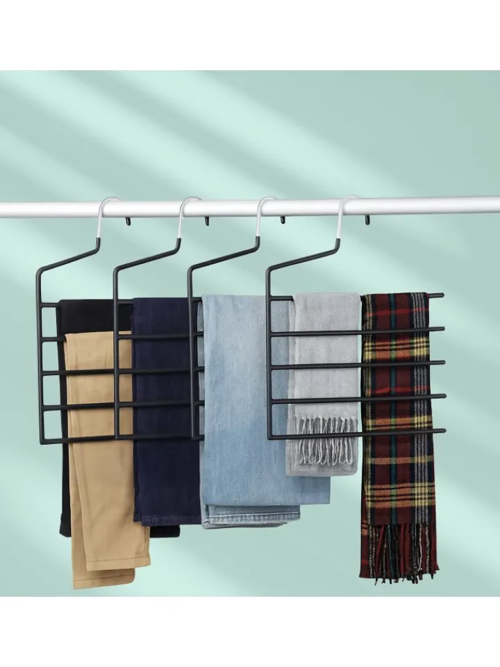 relaxdays Weitere Haushaltshelfer<4 x Mehrfachbügel in Schwarz - (B)32 x (H)35 cm
