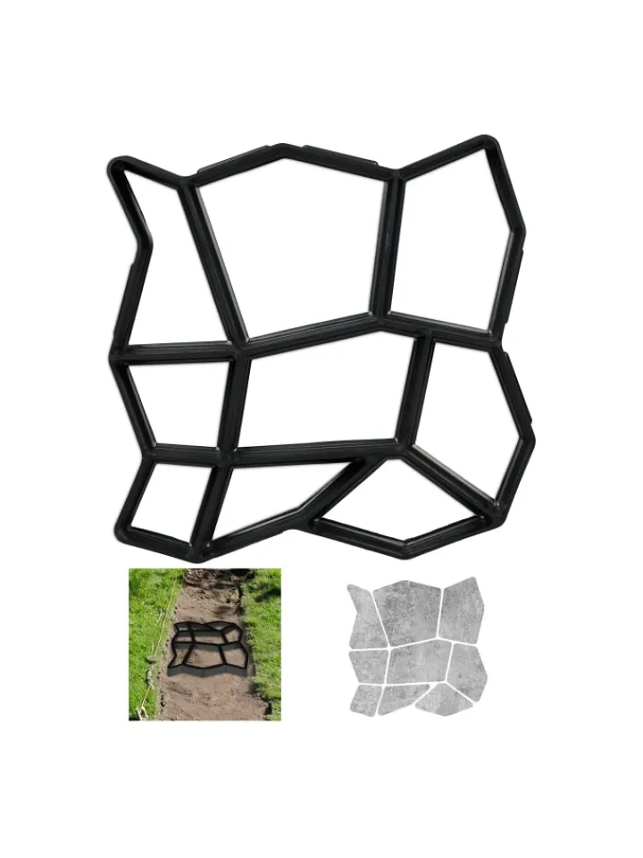 relaxdays Gartendekoration<4 x Pflasterform 9 Kammern in Schwarz - (B)35 x (T)35 cm