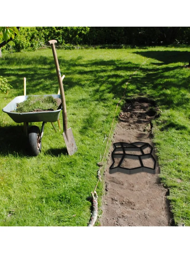 relaxdays Gartendekoration<4 x Pflasterform 9 Kammern in Schwarz - (B)35 x (T)35 cm