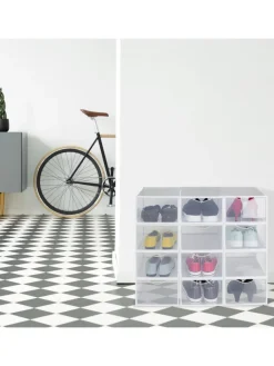 relaxdays Weitere Haushaltshelfer<12 x Schuhboxen in Transparent/ Weiß
