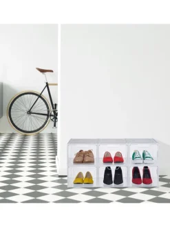 relaxdays Weitere Haushaltshelfer<6 x Schuhboxen in Transparent - (B)25 x (H)18 x (T)34 cm