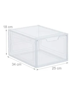 relaxdays Weitere Haushaltshelfer<6 x Schuhboxen in Transparent - (B)25 x (H)18 x (T)34 cm