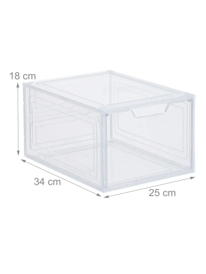 relaxdays Weitere Haushaltshelfer<6 x Schuhboxen in Transparent - (B)25 x (H)18 x (T)34 cm