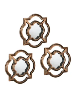 relaxdays Spiegel<3 x Spiegel in Gold/ Schwarz - (B)25,5 x(H)25,5 cm