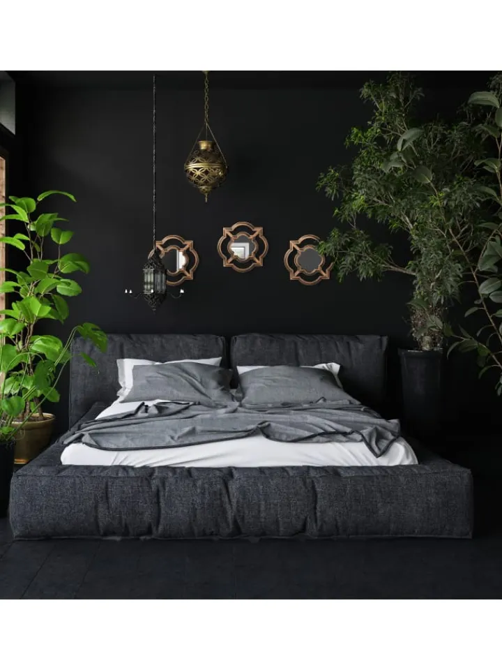 relaxdays Spiegel<3 x Spiegel in Gold/ Schwarz - (B)25,5 x(H)25,5 cm
