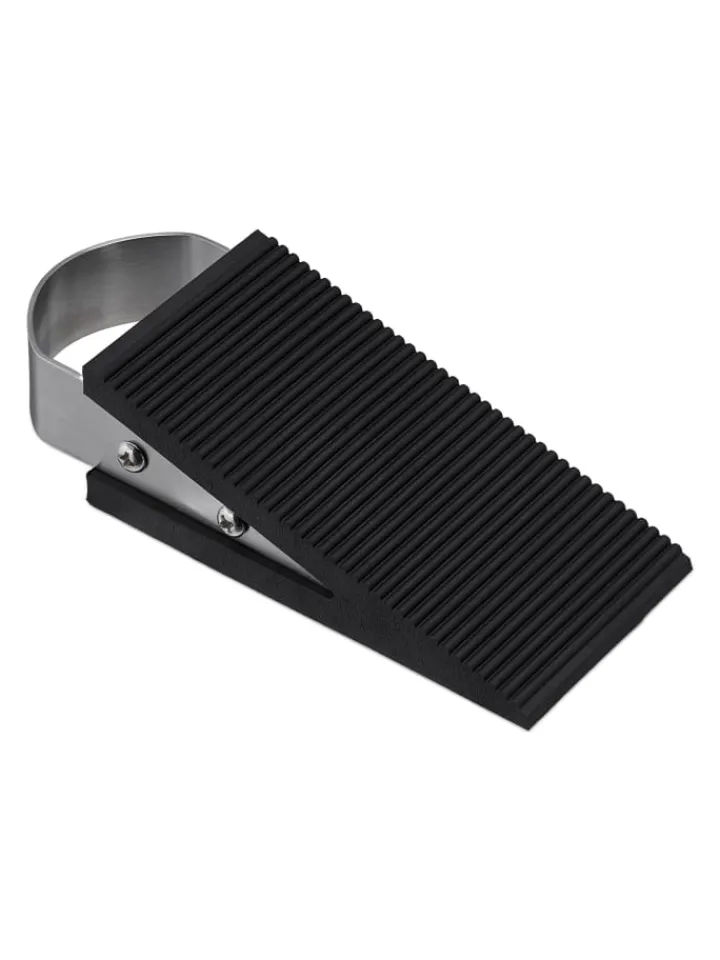 relaxdays Tür- & Zugluftstopper<4 x Türkeil in Schwarz/ Silber
