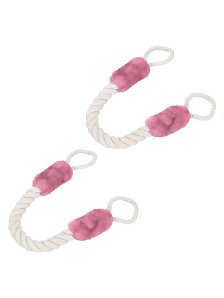 relaxdays Tür- & Zugluftstopper<4 x Türkordel in Creme/ Rosa