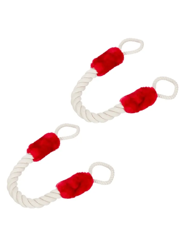 relaxdays Tür- & Zugluftstopper<4 x Türkordel in Creme/ Rot