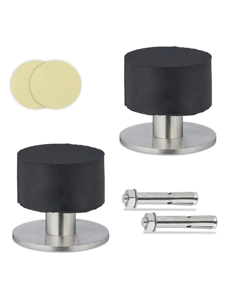 relaxdays Tür- & Zugluftstopper<2 x Türstopper in Schwarz/ Silber