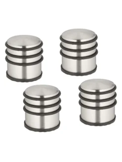 relaxdays Tür- & Zugluftstopper<4 x Türstopper in Silber/ Schwarz - (H)7,5 x Ø 7 cm