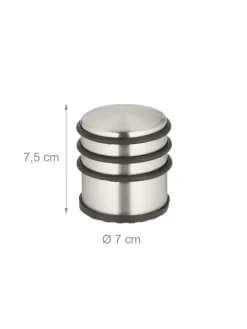 relaxdays Tür- & Zugluftstopper<4 x Türstopper in Silber/ Schwarz - (H)7,5 x Ø 7 cm