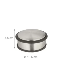 relaxdays Tür- & Zugluftstopper<4 x Türstopper in Silber/ Schwarz - (H)4,5 x Ø 10,5 cm