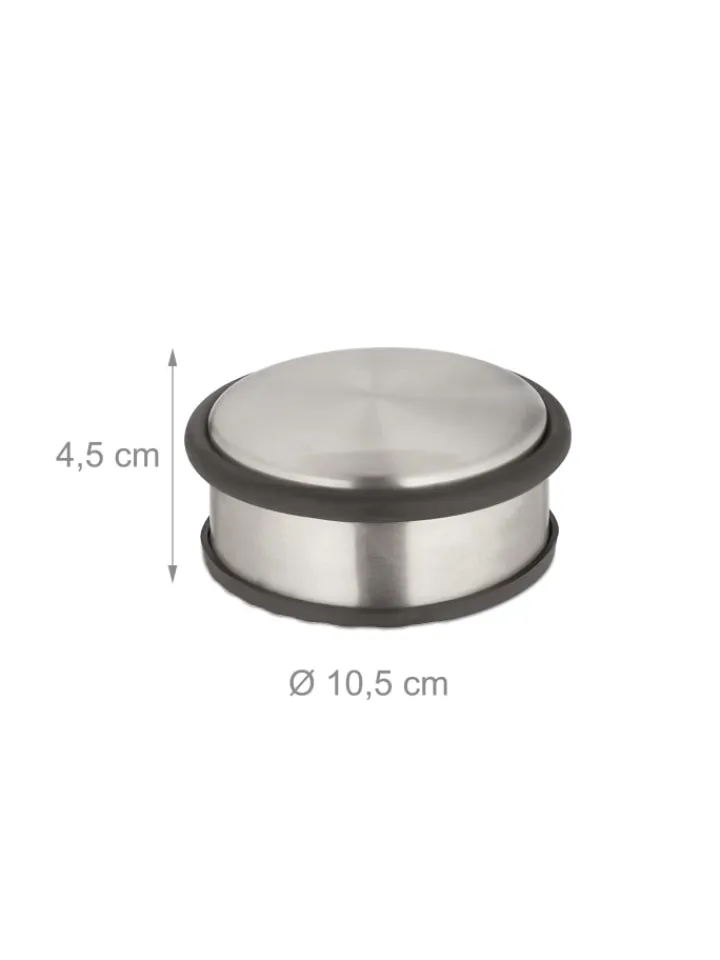 relaxdays Tür- & Zugluftstopper<4 x Türstopper in Silber/ Schwarz - (H)4,5 x Ø 10,5 cm