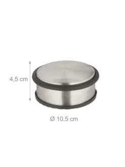 relaxdays Tür- & Zugluftstopper<2 x Türstopper in Silber/ Schwarz - (H)4,5 x Ø 10,5 cm